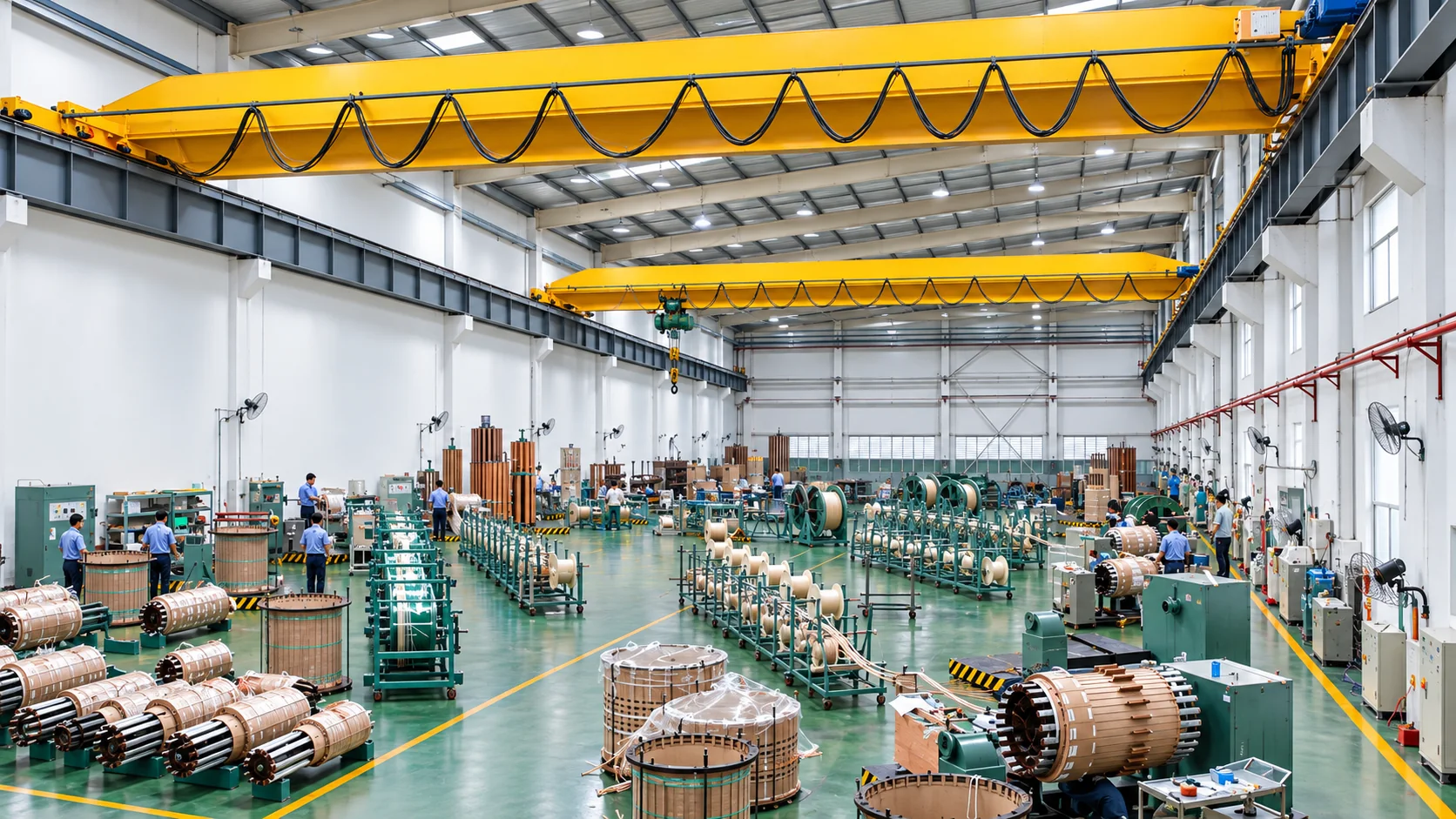 Winding production area in a transformer manufacturing workshop