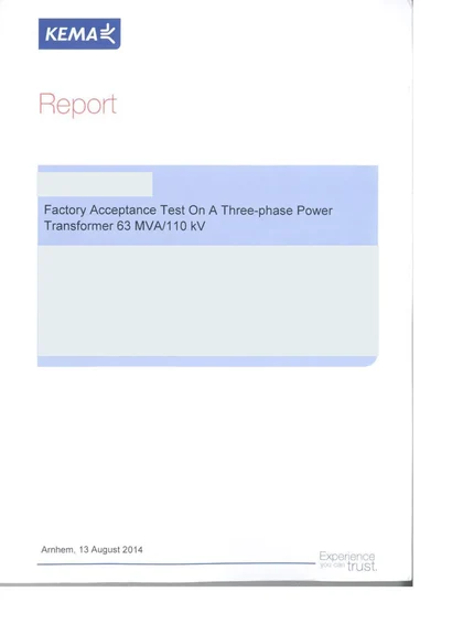 KEMA transformer test report